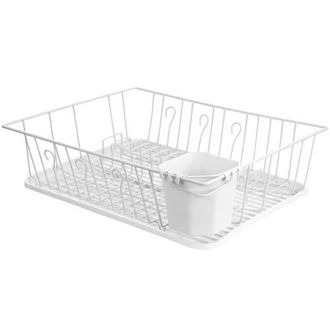 MegaChef 17.5 Inch Dish Rack with 14 Plate Positioners and a Detachable Utensil Holder in White at Nordstrom