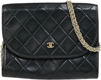 Chanel Pre-owned Vintage Round Flap Bag - Dames - Vintage Schoudertas - Zwart - ONE Size - Leer - Vintage