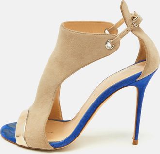 Giuseppe Zanotti Beige/metallic Suede And Leather Open Toe Sandals
