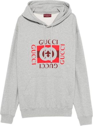 Gucci Grijze Logo Katoen Hoodie Sweater - Heren - Hoodies - Grijs - S - Katoen - Hoodies & sweatvesten
