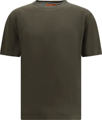 Cruna Mens Knitted Cotton T-Shirt Green T-Shirts And Polos