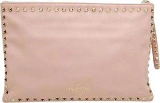Valentino Pre-owned Vintage Leren Clutch - Dames - Vintage Clutch - Roze - ONE Size - Leer - Vintage