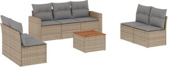 vidaXL Juego De Sof&aacute;s Jard&iacute;n Con Cojines Beige Mezcla 8 Pzas Rat&aacute;n Pe Vidaxl