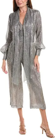 Oscar De La Renta Oscar De La Renta V-Neck Lam&eacute; Silk-Blend Jumpsuit