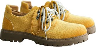 Generic NYSBH Four Season Women Men Suede Quality Lace Up Unisex Women Mens Flats Shoes Thick Bottom Sneakers Yellow