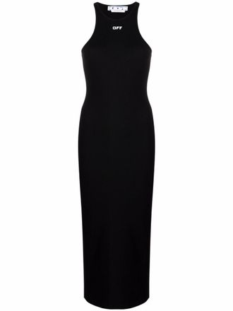Off-white Black Logo Halter Neck Midi Dress