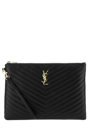 Saint Laurent Black Leather Jolie I Pad Holder