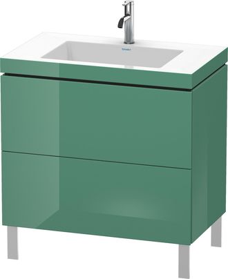 Duravit Lavabo Para Muebles Duravit L-cube C-bonded Con Base De Pie, 80x48 Cm, 2 Extra&iacute;bles, Sin Rebosadero, 1 Agujero Para Grifo, Color: Jade Laca Alto Brill