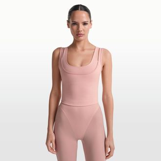 Nike Womens SKIMS Matte Double-Strap Scoop Tank Top in Pink | TPTNK10540W-HIM