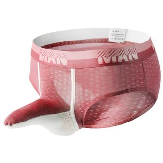 Generic Mens Ice Silk Underwear Elephant Trunk Breathable Mesh Briefs Comfortable Solid Male Casual Fabric Design (Red, XL)