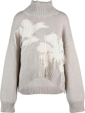Dondup Mock Neck Sweater Relaxed Fit - Beige
