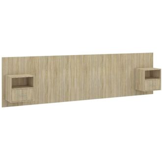 vidaXL Cabecero De Cama Con Mesitas Madera Contrachapada Roble Sonoma Vidaxl