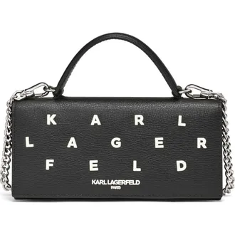 Karl Lagerfeld Jaqueline Wallet on Chain in Black/white at Nordstrom
