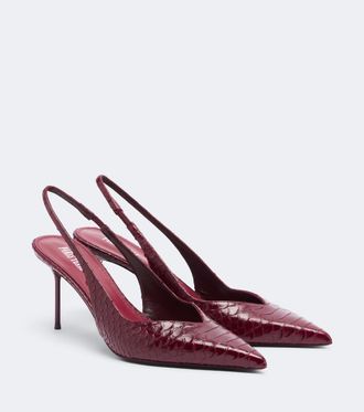 PARIS TEXAS Lidia snake-effect leather slingback pumps