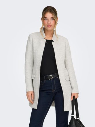 Only Kurzmantel ONLY ONLLINEA L/S FIT CUT COATIGAN CC TLR, Damen, Gr. 34, light grau melange, Web, Obermaterial: 65% Polyester, 35% Baumwolle, meliert, uni