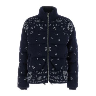 Alanui Down Jackets, male, Blue, Size: M Bandana Jacquard Puffer Jacket