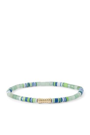 Luis Morais 14-Karat Gold Green Aventurine Beaded Bracelet