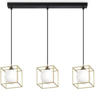Netlighting Lingotto Decorative Triple Cube Wire Frame Pendant Brass Ant G9