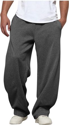 Generic Baggy Joggers for Men Uncuffed Straight Wide Leg Oversized Jogging Bottoms Loose Fit Open Hem Tracksuit Bottoms Gym Workout Athletic Sweatpants Trouse