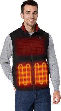 Ororo [Upgraded Mens 4-Zone Heated Fleece Gilet with Heated Collar, Electric Heated Vest Base Layer with Battery (Neutral Black,XXL)