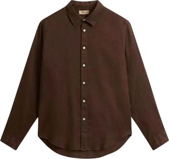 Woolrich Linnen Overhemd - Heren - Casual Overhemden - Bruin - 2XL - Linnen - Overhemden