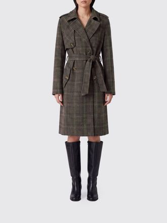 Liu Jo Cappotto doppiopetto al ginocchio in misto lana con stampa tartan e cintura