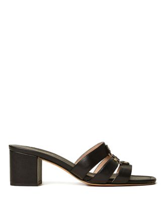 Twinset Logo Detail Mules In Black Leather