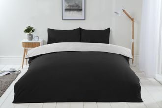 TJ Hughes Lyla Reversible Duvet Set in Black/White - TJ Hughes Black