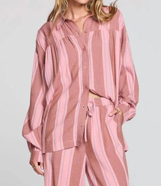 Saltwater Luxe Isadore Button-Down Top In Coffee Stripe