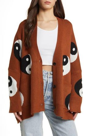 Dressed in Lala Main Character Oversize Cardigan in Cinnamon at Nordstrom, Size Large/x-Large