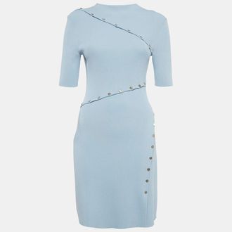 Maje Blue Rib Knit Shorts Dress