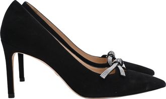 Stuart Weitzman SW Bow 85mm Pumps in Black Suede