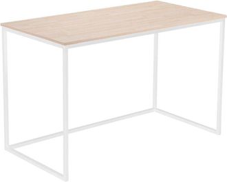 Skraut Home Scrivania mia - Tavolo da studio - 120x60x75cm - Colore rovere - Gambe in metallo bianco - Ufficio - Soggiorno - Sala da pranzo - Scrivania in stile