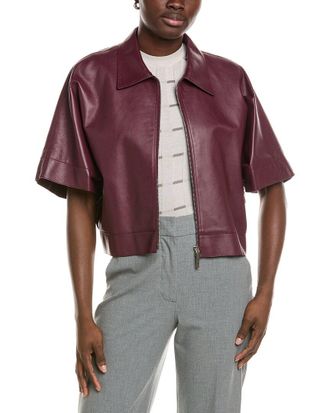 Lafayette 148 New York Zip Front Cropped Linen Jacket