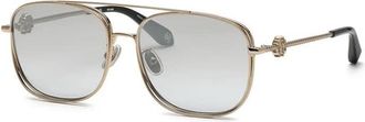 Roberto Cavalli Sunglasses Aviator Full Rim, Rose Gold Frame And Grey Lens Src059M0300