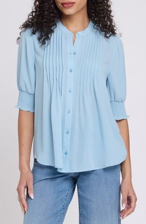 NYDJ Pleated Peasant Blouse in Starlight at Nordstrom, Size Xx-Small