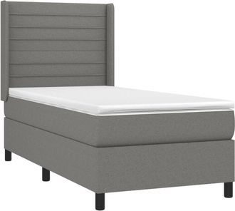 vidaXL Cama Box Spring Con Colch&oacute;n Tela Gris Oscuro 80x200 Cm Vidaxl