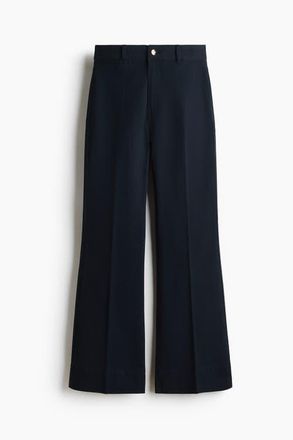 H&M Flared Canvas Trousers in Navy Blue at Nordstrom, Size 10