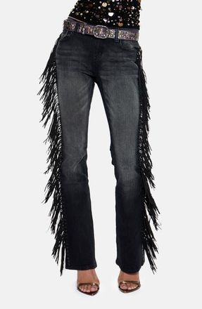 Jaded London El Topo Fringe Bootcut Jeans in Black at Nordstrom, Size 24