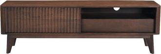 Miliboo Mueble Tv De Madera Oscura De Mango Macizo Con Puerta Corredera L160 Cm Alda