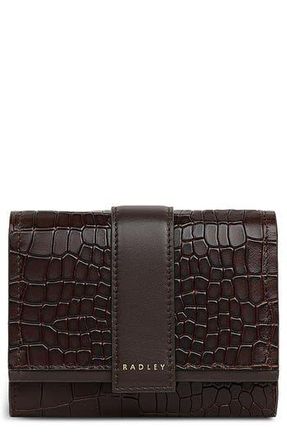 Radley London Sloane Croc Embossed Leather Flapover Wallet in Dark Brown at Nordstrom Rack