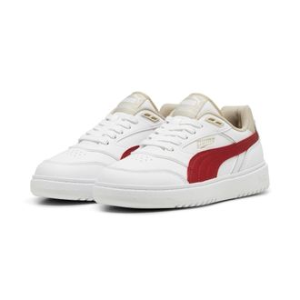 Puma Sneaker PUMA DOUBLECOURT, Damen, Gr. 44,5, weiss (puma wei&szlig;, intense rot), Leder, mehrfarbig, Schuhe Sneaker
