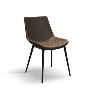 Konte Design Conjunto de 2 sillas de piel sint&eacute;tica marr&oacute;n acolchada