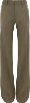 Victoria Beckham Melange Tailored Broeken - Dames - Straight fit broeken - Groen - XS - Wol - Broeken