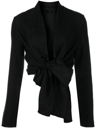 VOZ V-neck wrap blouse - women - Linen/Flax/Rayon - 6 - Black