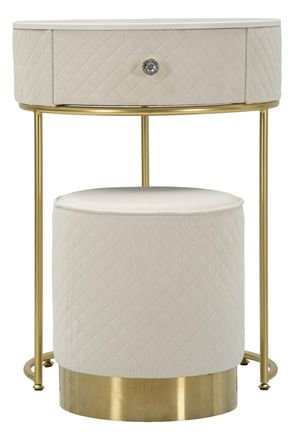 Mauro Ferretti Mesita de noche/tocador con puf de terciopelo cm &oslash; 52x70 - &oslash; 36x39
