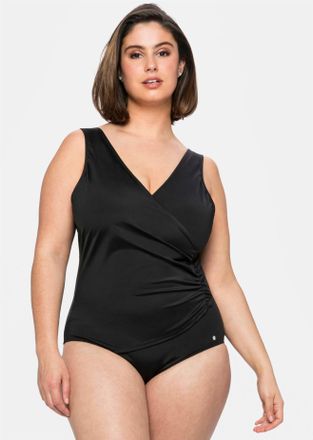 Sheego Badeanzug SHEEGO, Damen, Gr. 40, Cup D, schwarz, Elasthan, Polyamid, Badeanz&uuml;ge Badeanzug