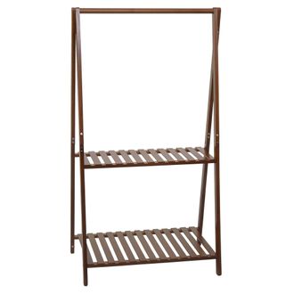 Hhg [nunca Usado] Estanter&iacute;a Para Plantas De Bamb&uacute; Hhg-367, Escalera Para Flores, Escalera Para Plantas, Estanter&iacute;a Para Ba&ntilde;o, Barra, 2 Estantes, 130 X 70