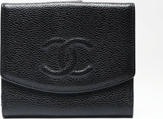 Chanel Black Grained Calfskin Wallet (Bi-Fold) (Pre-Owned)