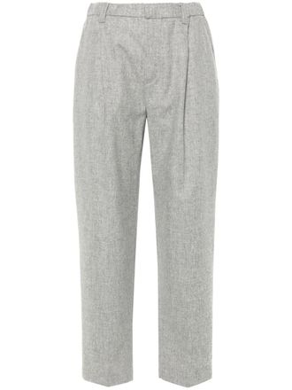 Brunello Cucinelli mélange pleated tapered trousers - Grey